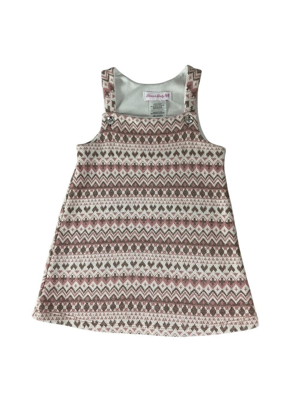 Bonnie Baby Pink Fair Isle Knit Jumper Dress Size 24M
